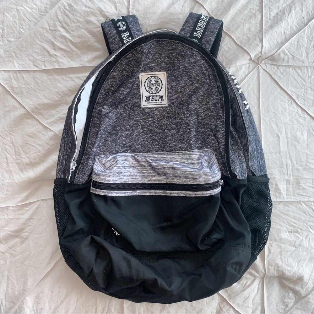 VS PINK gray and black campus backpack